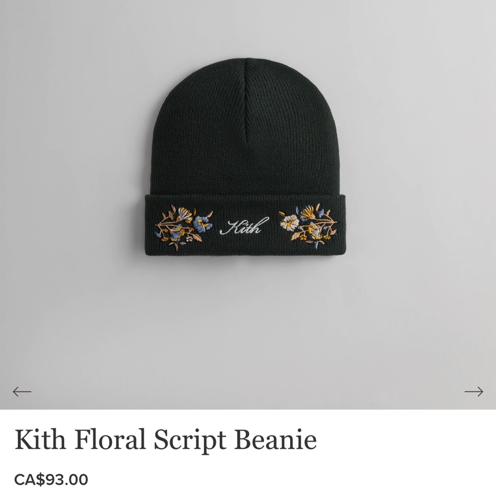KITH floral script beanie - Forest Green